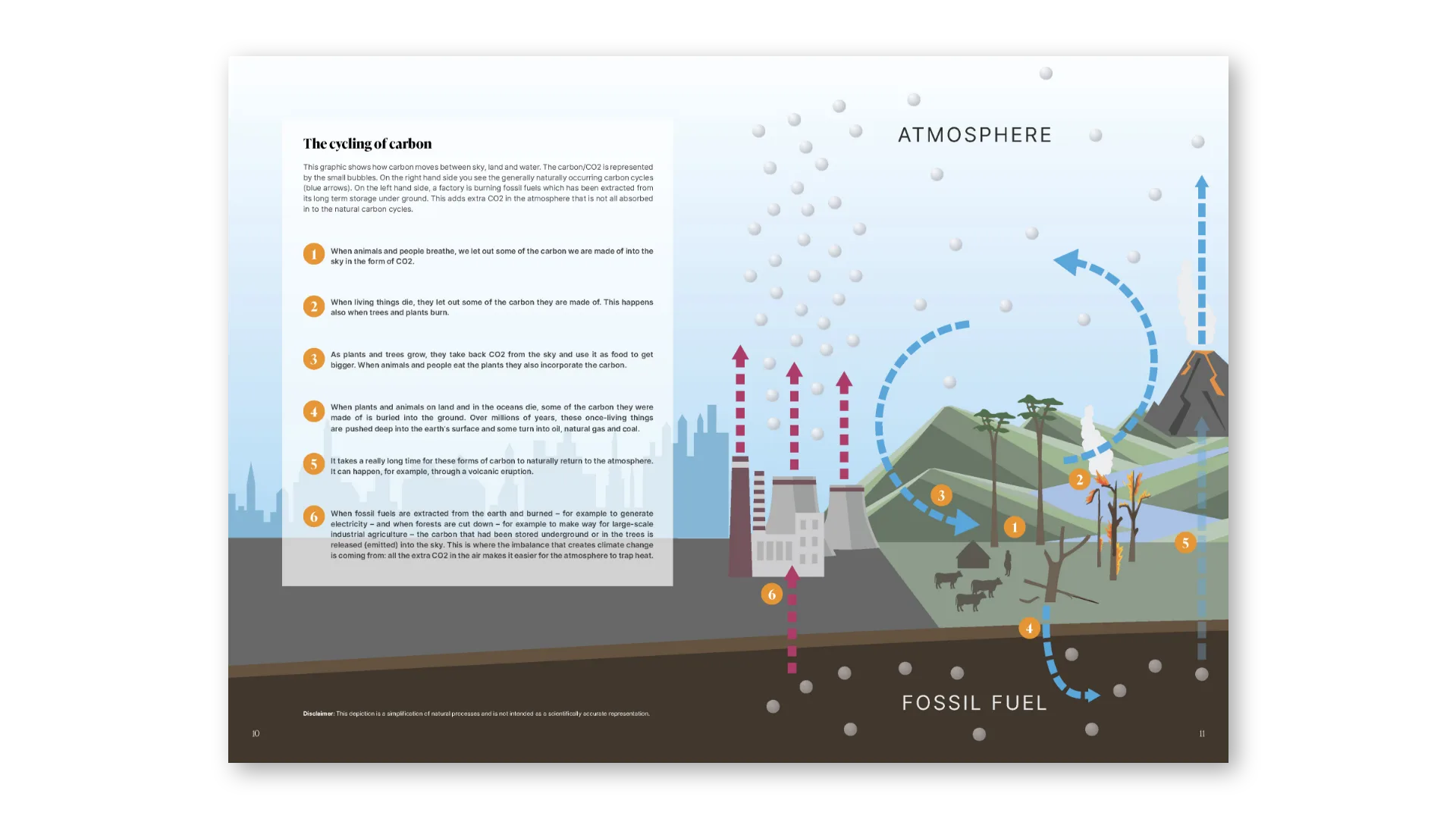 “The cycling of carbon”: full-bleed explainer diagram