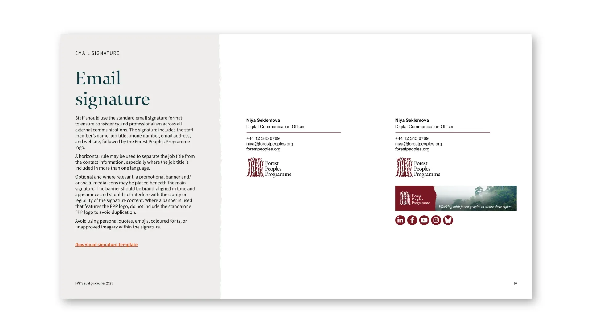 Email signature: standard and banner variants