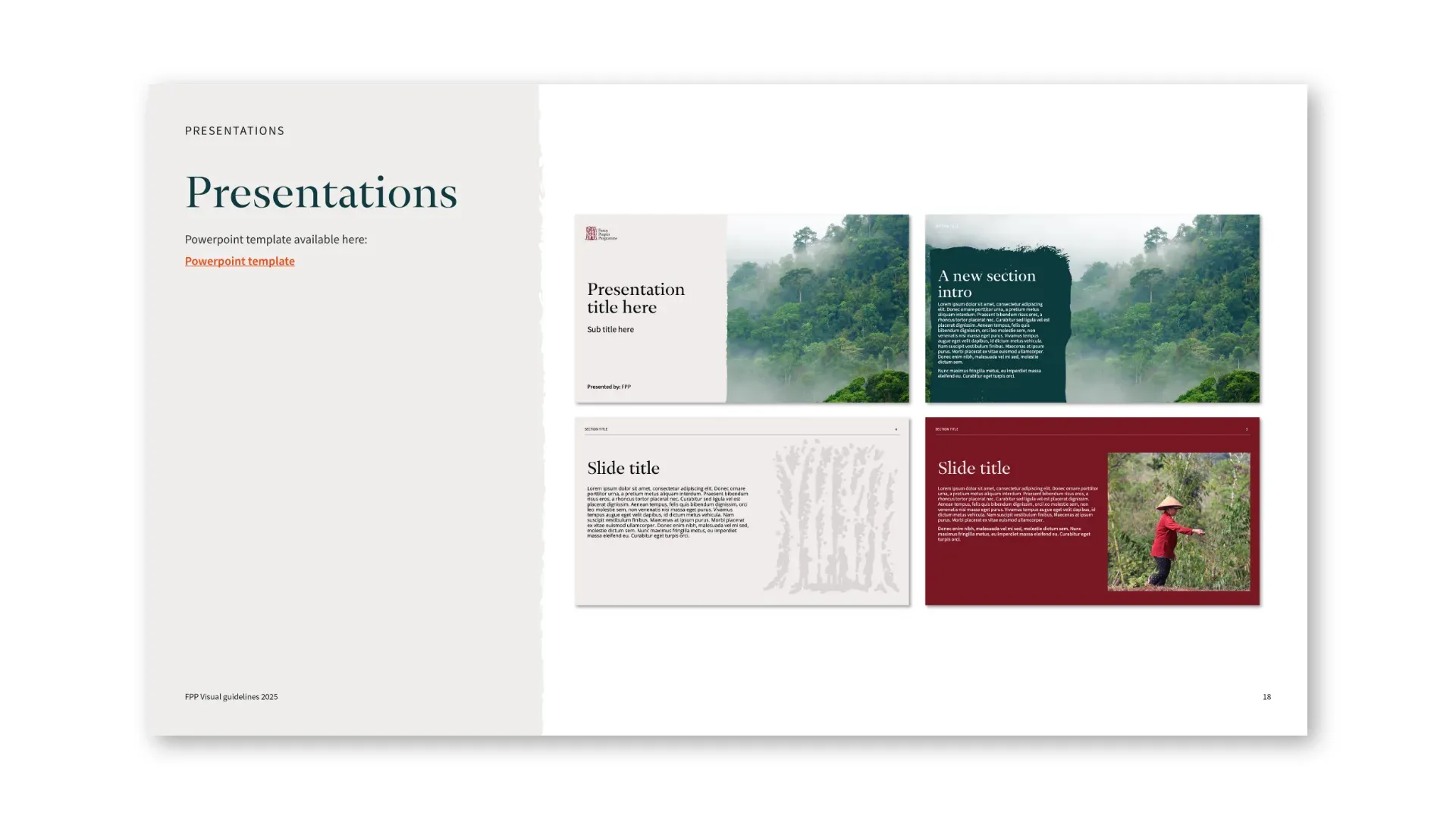 Presentation template: title, section and content slides