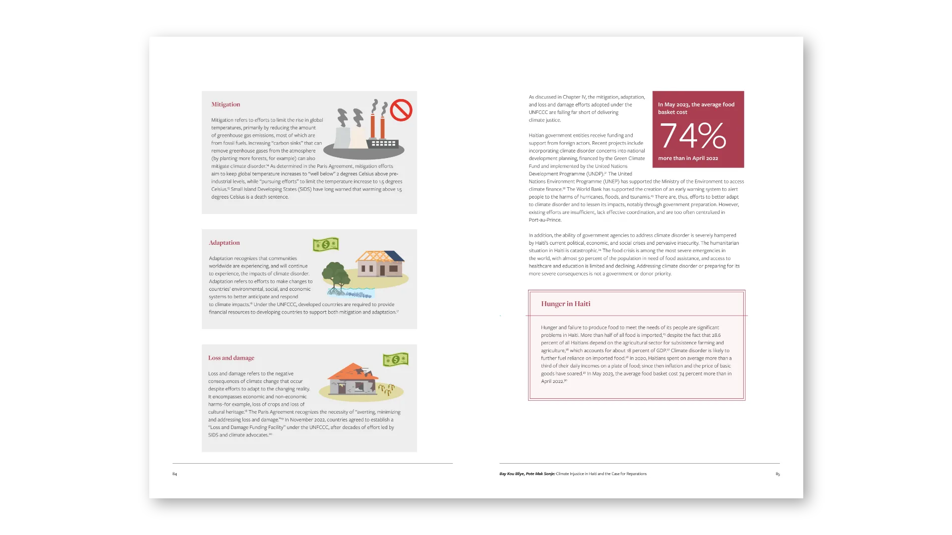 Mitigation, adaptation and loss and damage: icon-led explainer with data callout