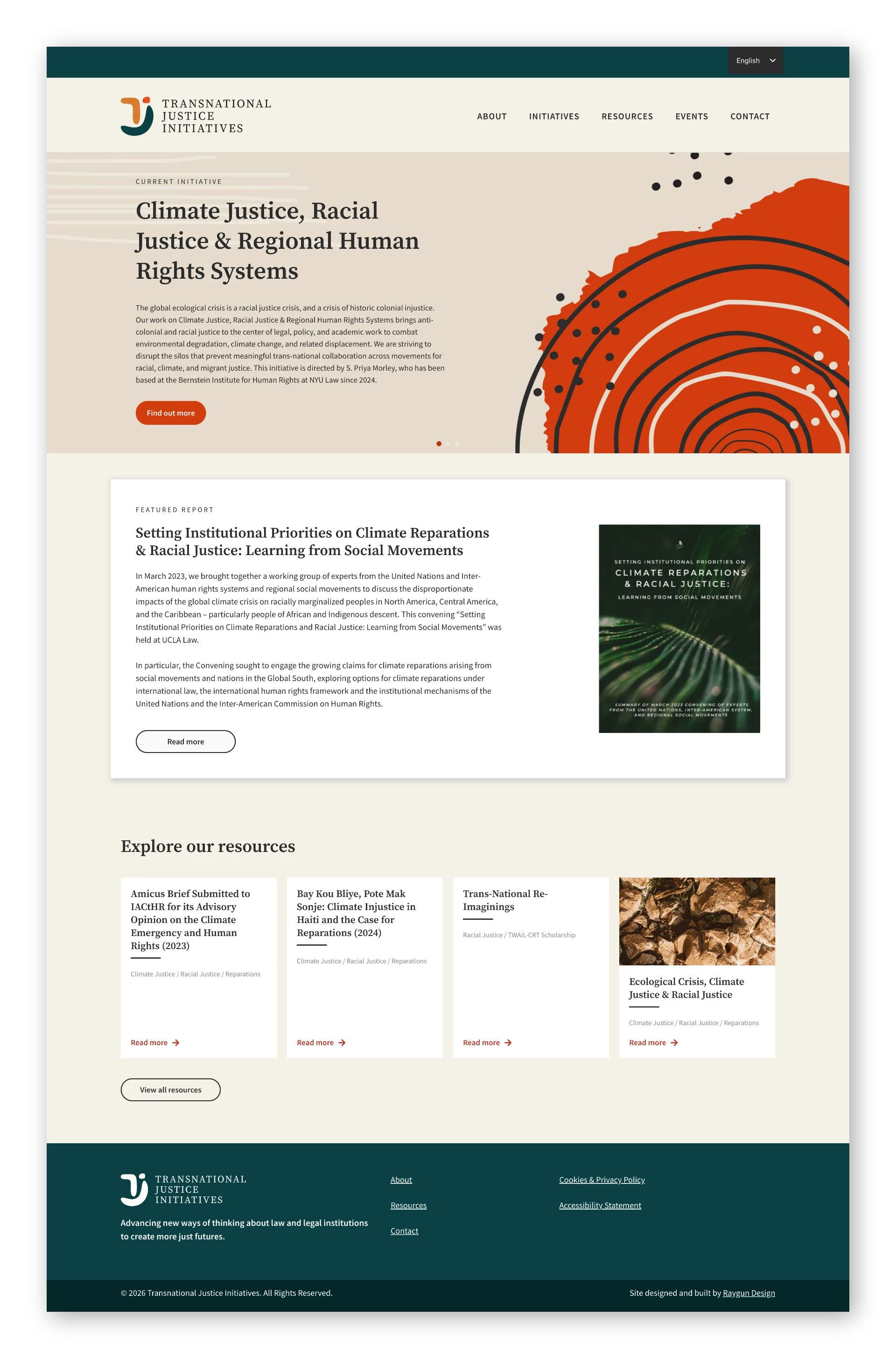 Homepage: current initiative, featured report and resources
